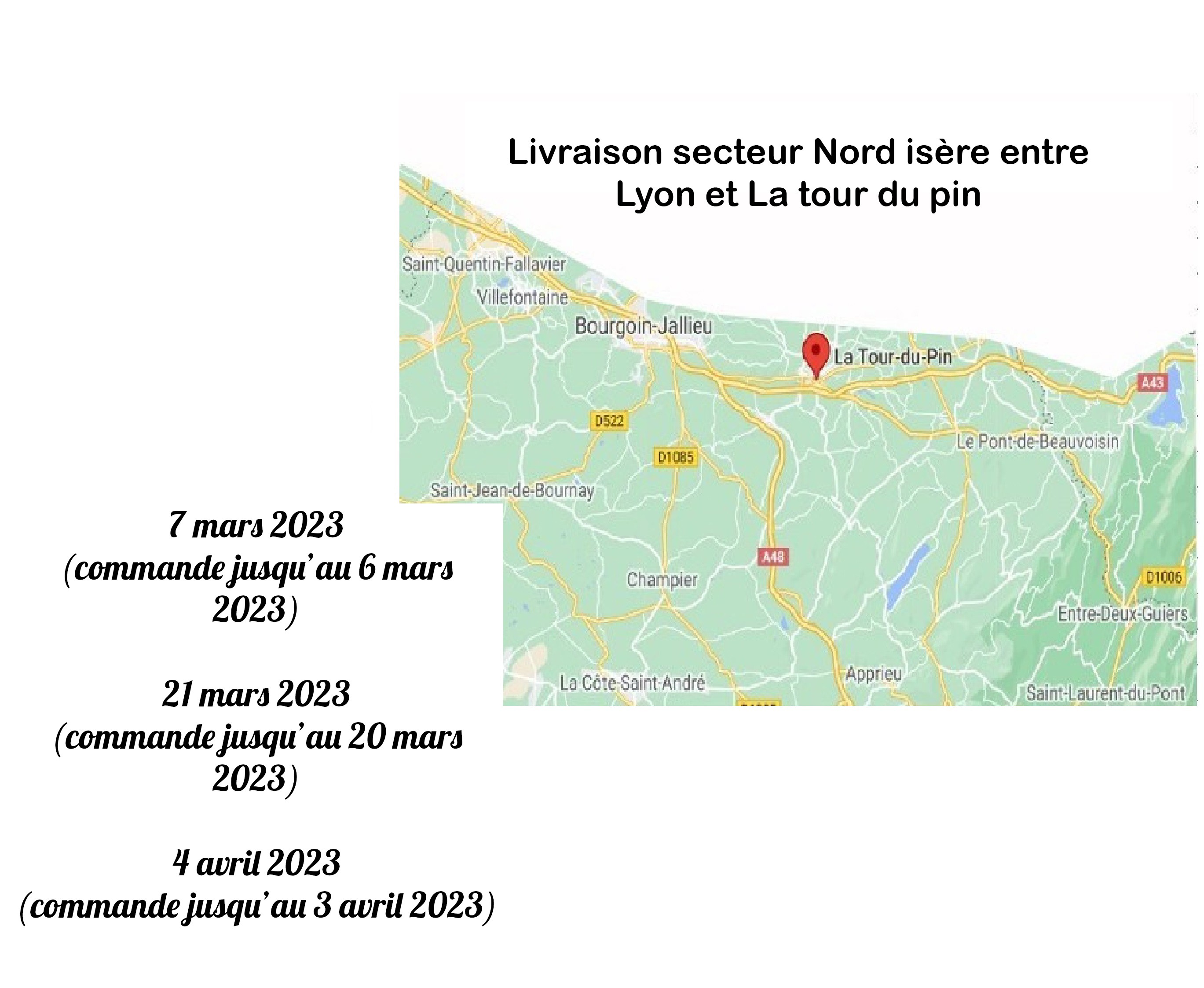 Secteur Nord Isère (Sud A43) entre Lyon et La tour du pin